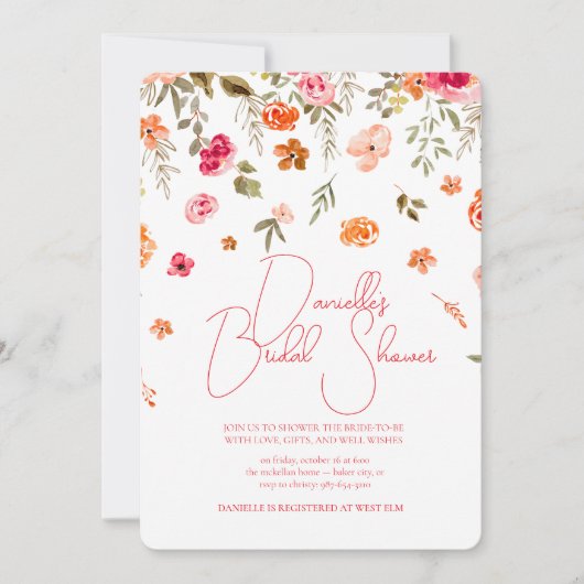 Soft Petal Rain Bridal Shower Invitation 招待状 (正面)