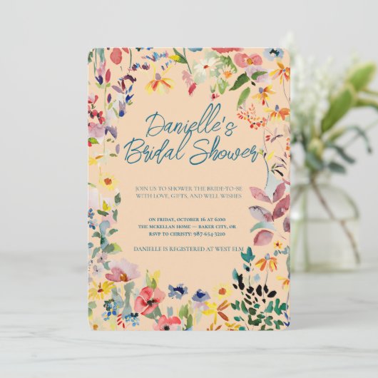 Soft Petal Rain Bridal Shower Invitation 招待状 (スタンド正面)