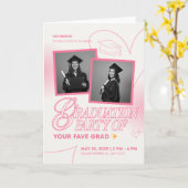 Soft Pink Aesthetic Grad Party Invite” カード (黄色い花)