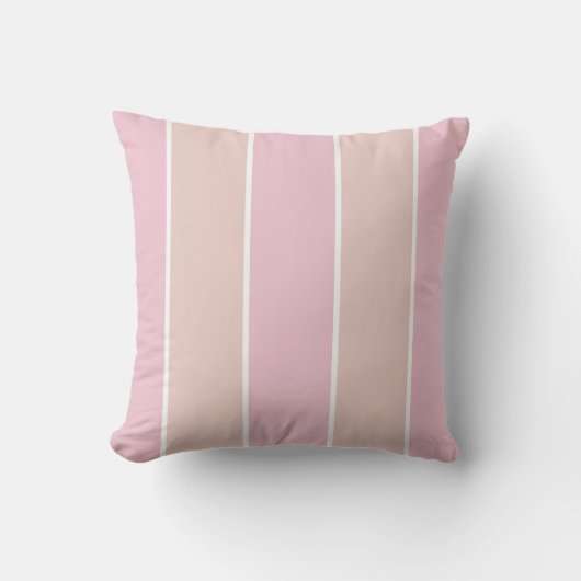 Soft Pink and Beige Vertical Stripe Pattern クッション (正面)