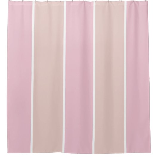 Soft Pink and Beige Vertical Stripe Pattern シャワーカーテン (正面)