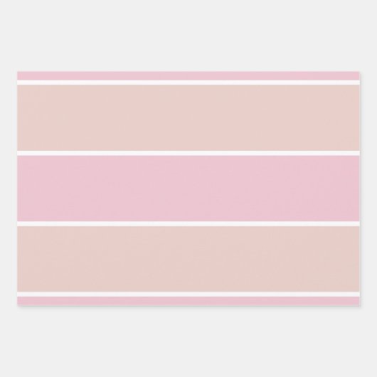 Soft Pink and Beige Vertical Stripe Pattern ラッピングペーパーシート (正面)