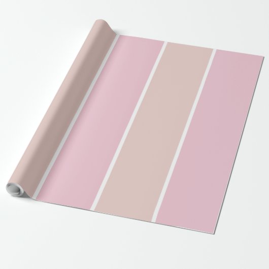 Soft Pink and Beige Vertical Stripe Pattern ラッピングペーパー (アンロールド)