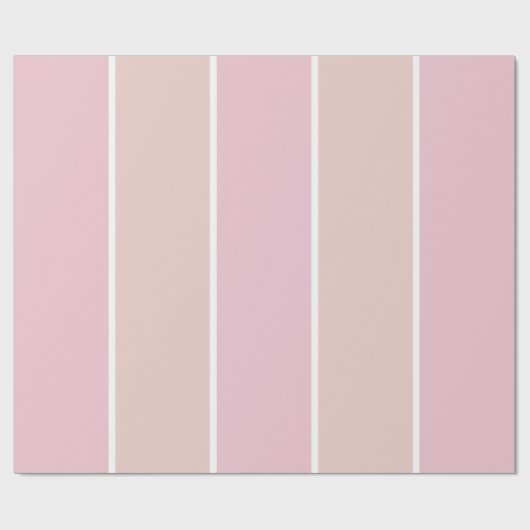 Soft Pink and Beige Vertical Stripe Pattern ラッピングペーパー (フラット)