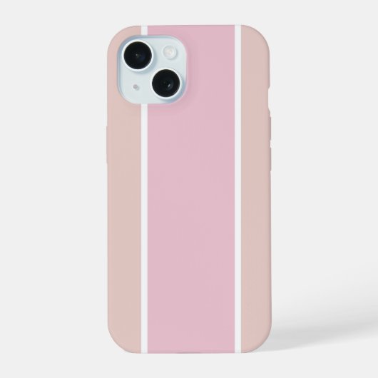 Soft Pink and Beige Vertical Stripe Pattern iPhone 15ケース (裏面)