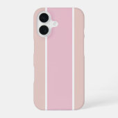 Soft Pink and Beige Vertical Stripe Pattern iPhone 16ケース (裏面)
