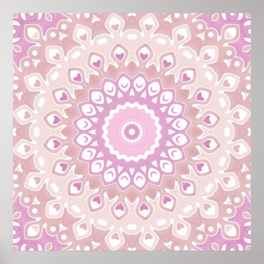 Soft Pink and Blush Mandala Pattern ポスター (正面)