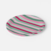 Soft Pink and Green Small Stripes ペーパープレート (アングル)
