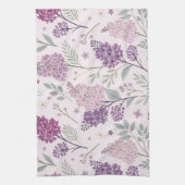 Soft Pink and Purple Lilac Floral Pattern   キッチンタオル (縦)