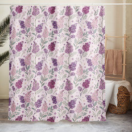 Soft Pink and Purple Lilac Floral Pattern   シャワーカーテン