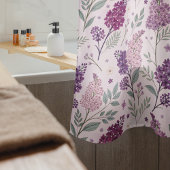 Soft Pink and Purple Lilac Floral Pattern   シャワーカーテン