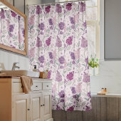 Soft Pink and Purple Lilac Floral Pattern   シャワーカーテン