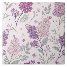 Soft Pink and Purple Lilac Floral Pattern   タイル