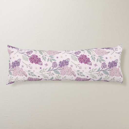 Soft Pink and Purple Lilac Floral Pattern   ボディピロー (正面)