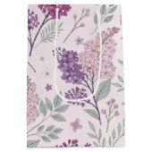 Soft Pink and Purple Lilac Floral Pattern   ミディアムペーパーバッグ (裏面)