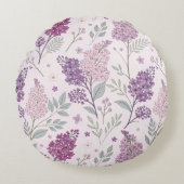 Soft Pink and Purple Lilac Floral Pattern   ラウンドクッション (正面)