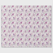 Soft Pink and Purple Lilac Floral Pattern ラッピングペーパー (フラット)