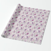 Soft Pink and Purple Lilac Floral Pattern ラッピングペーパー (アンロールド)