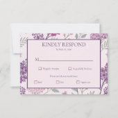 Soft Pink and Purple Lilac Floral Wedding 出欠カード (正面)