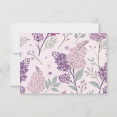 Soft Pink and Purple Lilac Floral Wedding 出欠カード (裏面)