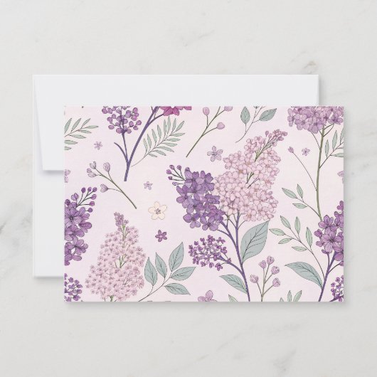 Soft Pink and Purple Lilac Floral Wedding 出欠カード (裏面)