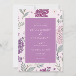 Soft Pink and Purple Lilac Floral Wedding  招待状