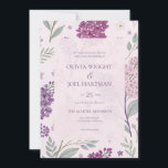 Soft Pink and Purple Lilac Floral Wedding  招待状<br><div class="desc">Experience the timeless beauty of a spring garden with this exquisite hand-drawn lilac pattern. Featuring delicate clusters of lavender and soft pink blooms accented by sage green foliage, this design brings a romantic, vintage-inspired touch to any product. The soft pastel palette makes it an ideal choice for springtime wedding stationery,...</div>