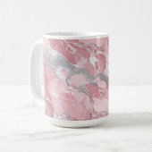 Soft Pink and Silver Marble-Like Pattern コーヒーマグカップ (正面左)