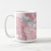Soft Pink and Silver Marble-Like Pattern コーヒーマグカップ (左)