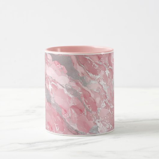 Soft Pink and Silver Marble-Like Pattern マグカップ (中央)