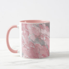 Soft Pink and Silver Marble-Like Pattern マグカップ