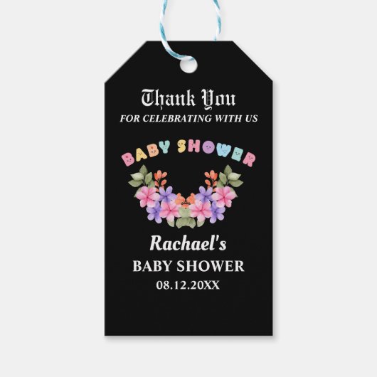Soft Pink Baby Shower, Baby Girl Shower ギフトタグ (正面)