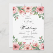 Soft Pink Bloom Floral Arch Wedding 招待状 (正面)