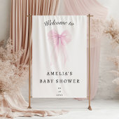 Soft Pink Blush Bow Baby Girl Shower Banner 横断幕