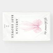 Soft Pink Blush Bow Baby Girl Shower Banner 横断幕 (横)