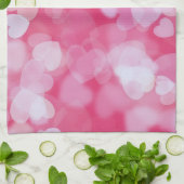 Soft Pink Bokeh Hearts  キッチンタオル (折り畳み)