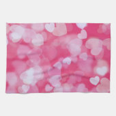 Soft Pink Bokeh Hearts  キッチンタオル (横)