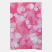 Soft Pink Bokeh Hearts  キッチンタオル (縦)