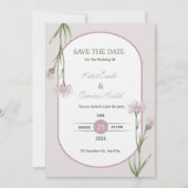 Soft Pink Botanical Wedding Invitation 招待状 (正面)