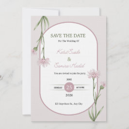 Soft Pink Botanical Wedding Invitation 招待状