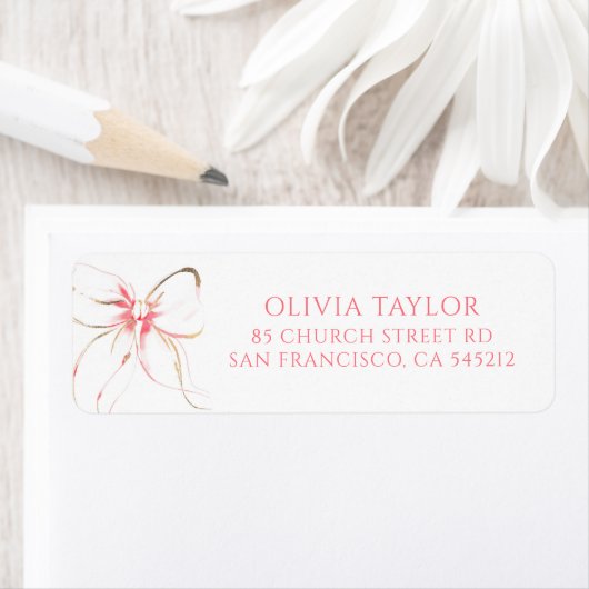 Soft Pink Bow Baptism ラベル (インサイチュ)