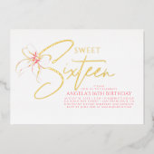 Soft Pink Bow Elegant Romantic Sweet 16th Birthday 箔招待状 (正面)