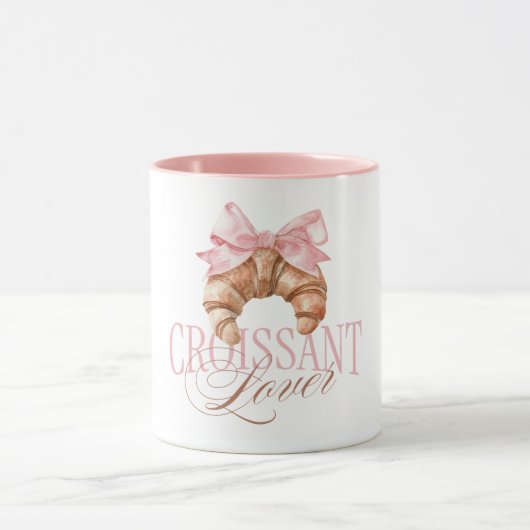 Soft Pink Bow French Coquette Croissant マグカップ (中央)