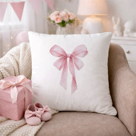 Soft Pink Bow Girl Baby Shower クッション