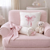 Soft Pink Bow Girl Baby Shower クッション
