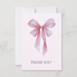 Soft Pink Bow Girl Baby Shower サンキューカード