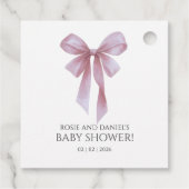 Soft Pink Bow Girl Baby Shower フェイバータグ (裏面)