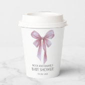 Soft Pink Bow Girl Baby Shower 紙コップ (裏面)