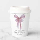Soft Pink Bow Girl Baby Shower 紙コップ (正面)