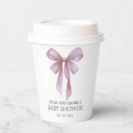 Soft Pink Bow Girl Baby Shower 紙コップ